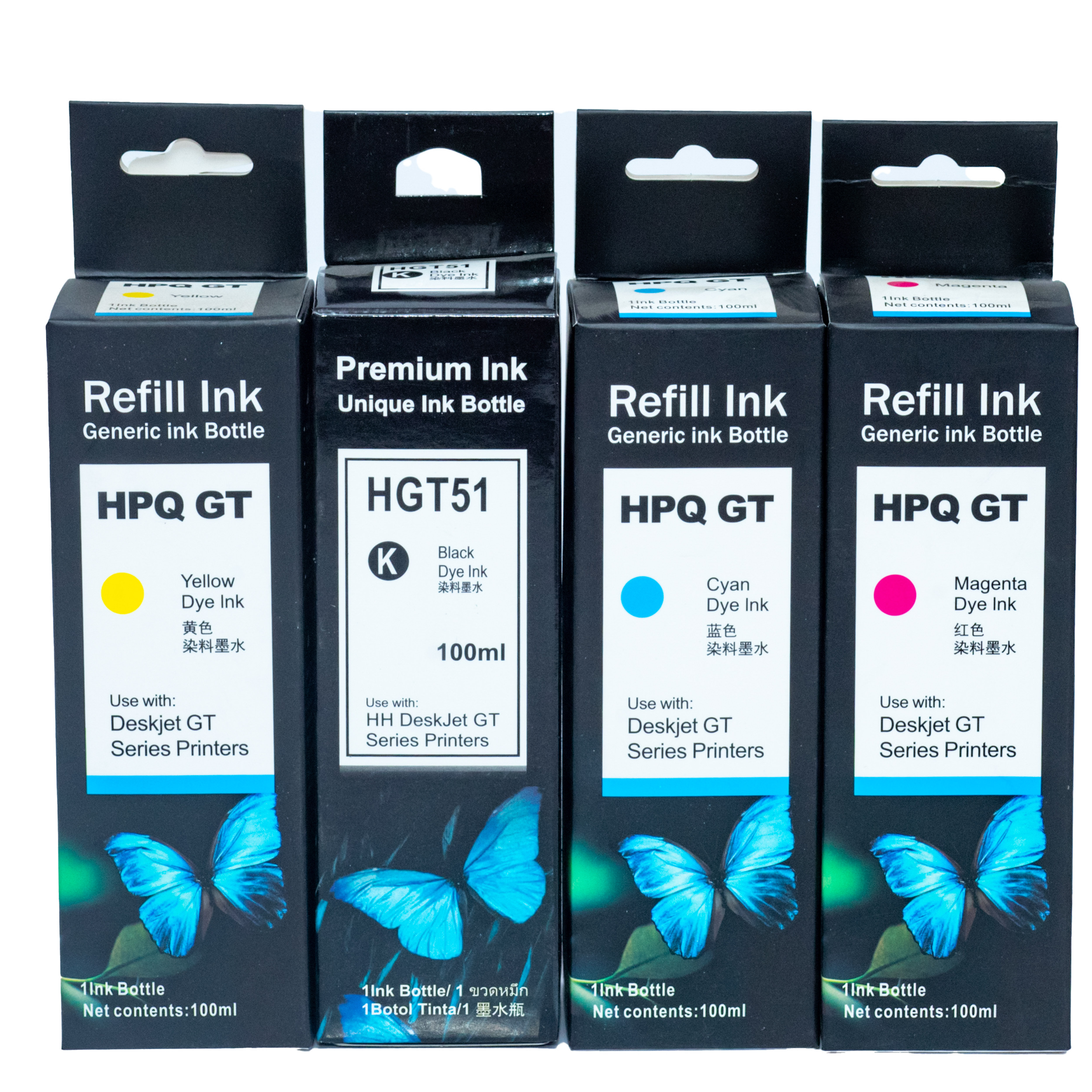 GT-Series Refill Ink for HP INK Tank Printers - GT51 and GT52 Color Ink - Compatible with HP Printer 315, 410, 415,310, 5810, 5811, 5820, 5821 Printers - Multicolor 100ml Refill Ink Bottle.
