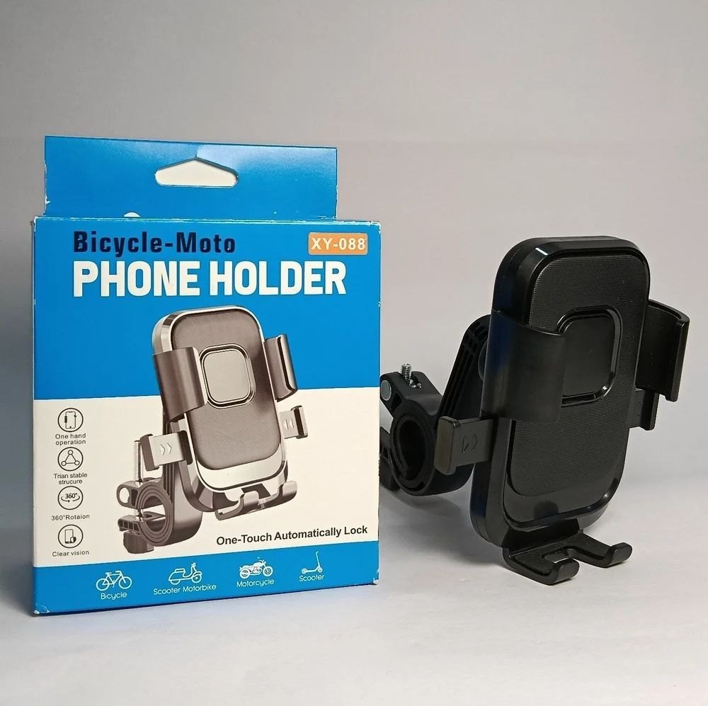 Bicycle & Motorcycle Phone Holder | One-Hand Operation 360° Rotation | One-Touch Auto Lock Handlebar Mount
