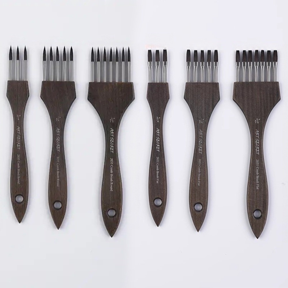 Easy To Clean Pointed/Flat Multi-Tooth Painting Brush Good Pigment Adsorption Flexibility Watercolor Brush Nylon Smooth Painting Art Paint Brush Acrylics