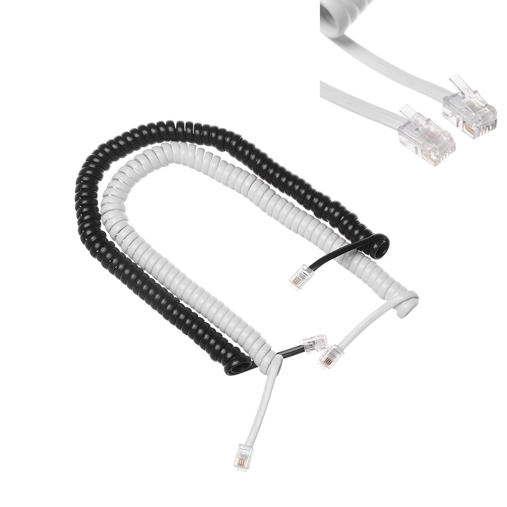 Black Coiled Copper Cable Connector Wire Phone Curve Handset Line Telephone Cord