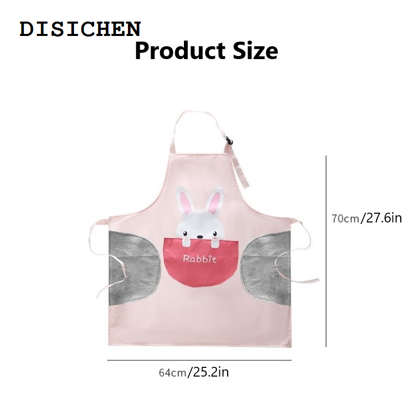 DISICHEN Hot Selling Women Cartoon Apron Cute Animal Print Waterproof Apron Kitchen Cooking And Washing Dishes Anti-oil Big Pocket Housework Apron