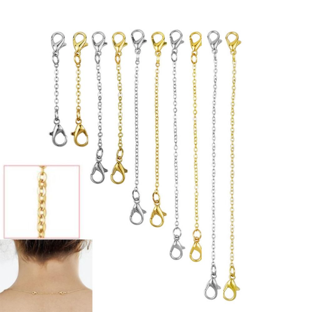 Stainless Steel Extender Chain Gold Silver Black 3'' DIY Extender /Safety Chain Extender Necklace Bracelet Lobster lock Jewelry Accessories