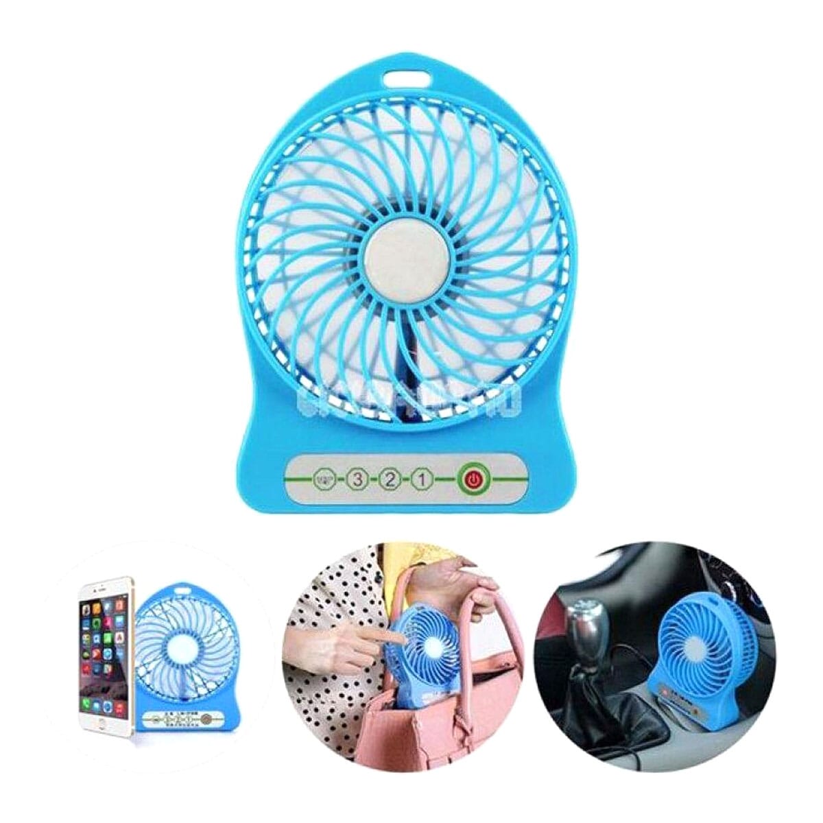 Mini Portable Fan Rechargeable With Stand 3 Speed Mode