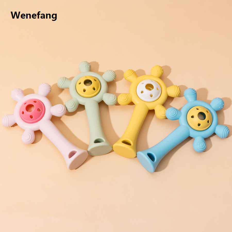 Wenefang Color Kids Silicone Teether Toy Baby Rattle Toy Teething Ring Sensory 【2025 Version】 Toys For Toddlers Teething Chewing Toy Baby Accessories