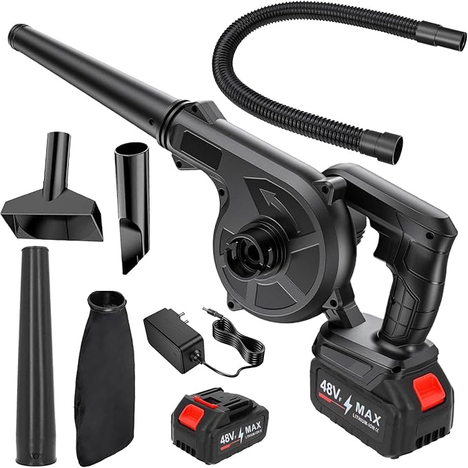 Mini Blower,2- in-1 Cordless Vacuum with 48v Lithium Battery,Compact Blower for Inflating,Blowing Leaf,Clearing Dust & Small Trash,Car,Computer Host,Hard to Clean Corner