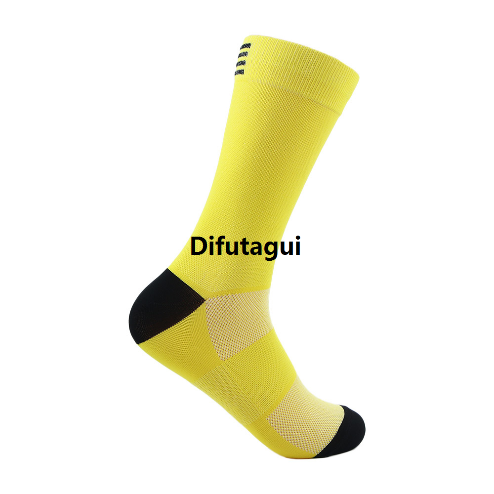 Difutagui 1 Pair Yellow Men Women Cycling Socks Outdoor Quick Original Dry Breathable Sports Socks Ride Compression Socks