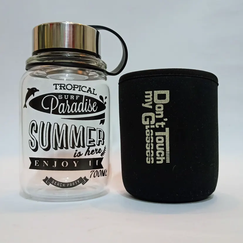 Transparent Borosilicate Glass Bottle With Strainer-700ml