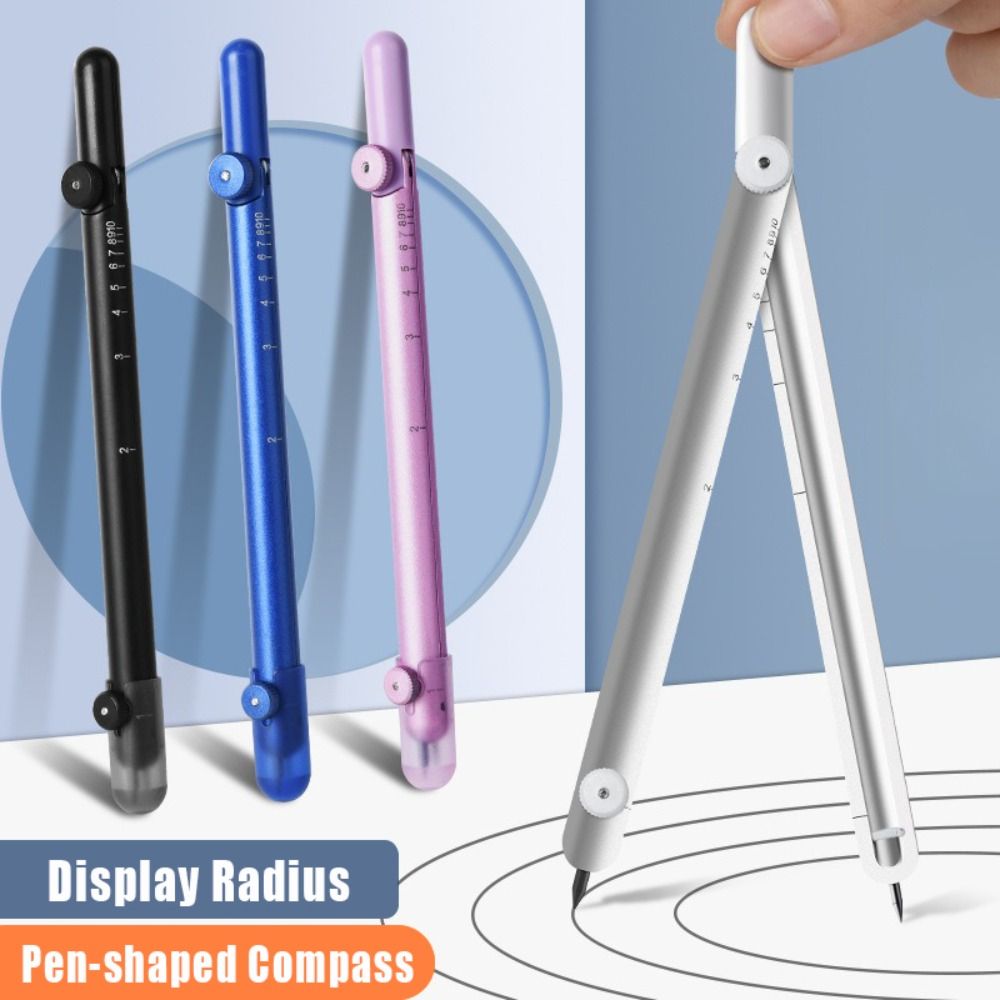 Portable Metal Compass Digital Display Pen-shaped Ruler Compass Kit Practical Mathematical Math Geometry Tools Gift