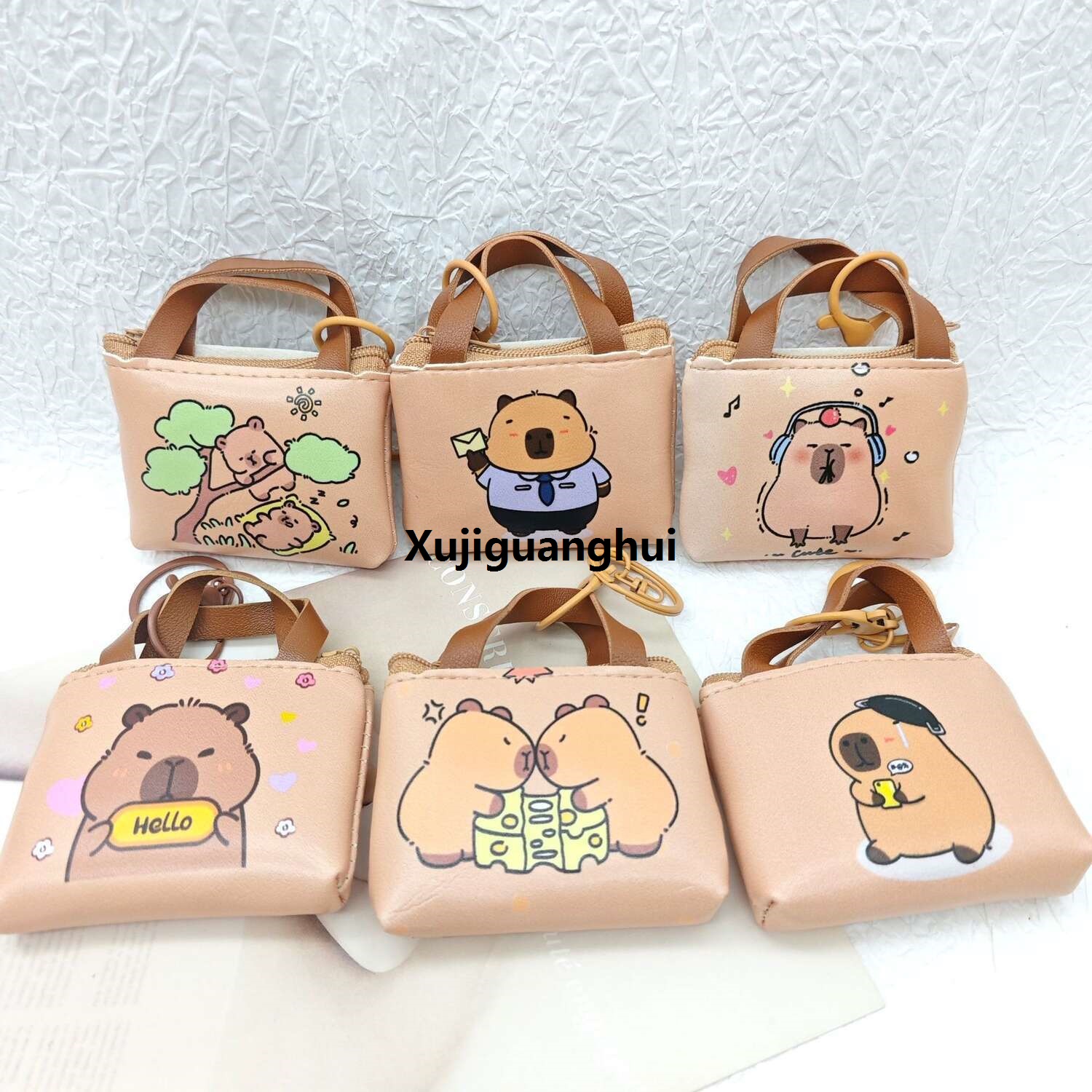 Xujiguanghui New Capibara Purse for Men and Women, Cute Mini Luxury Coin with Zipper, PU Leather Earphone Storage Bag