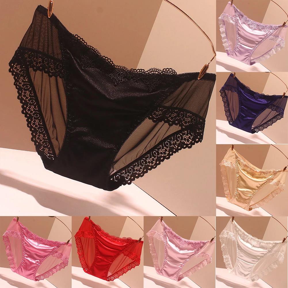 Fashion Women Secret Clothes Oily Shiny Traceless Satin Silky Soft Female Underwear Women's Panties Lightweight Breathable Briefs