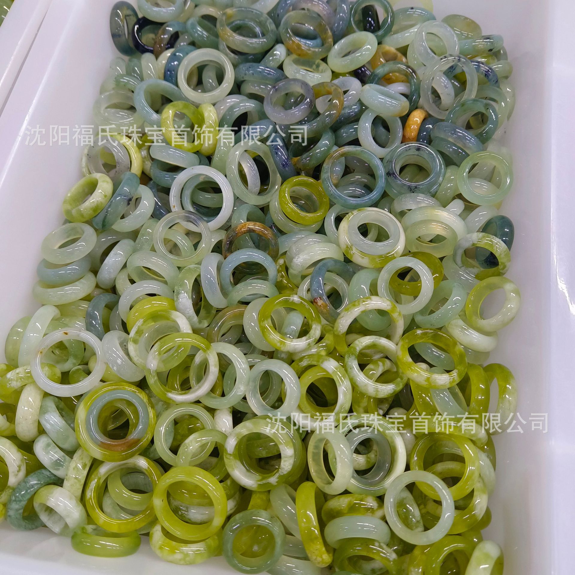 【Mega Sale】Natural jade ring wide version of men's and ink green white ice through caliber batch of jade finger wrench