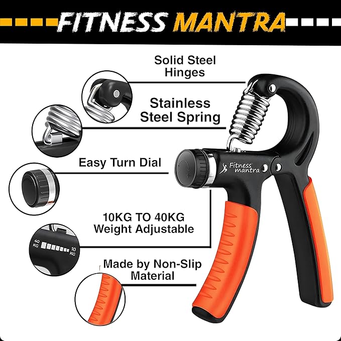 Fitness Mantra® Weight Adjustable Hight Quality Hand Gripper for Men & Women |Hand Grip|Finger Exerciser|Power Gripper|Hand Exerciser Equipment|Hand Strengtheners| Color Red 05KG-40KG| Best Hand gripper in Nepal