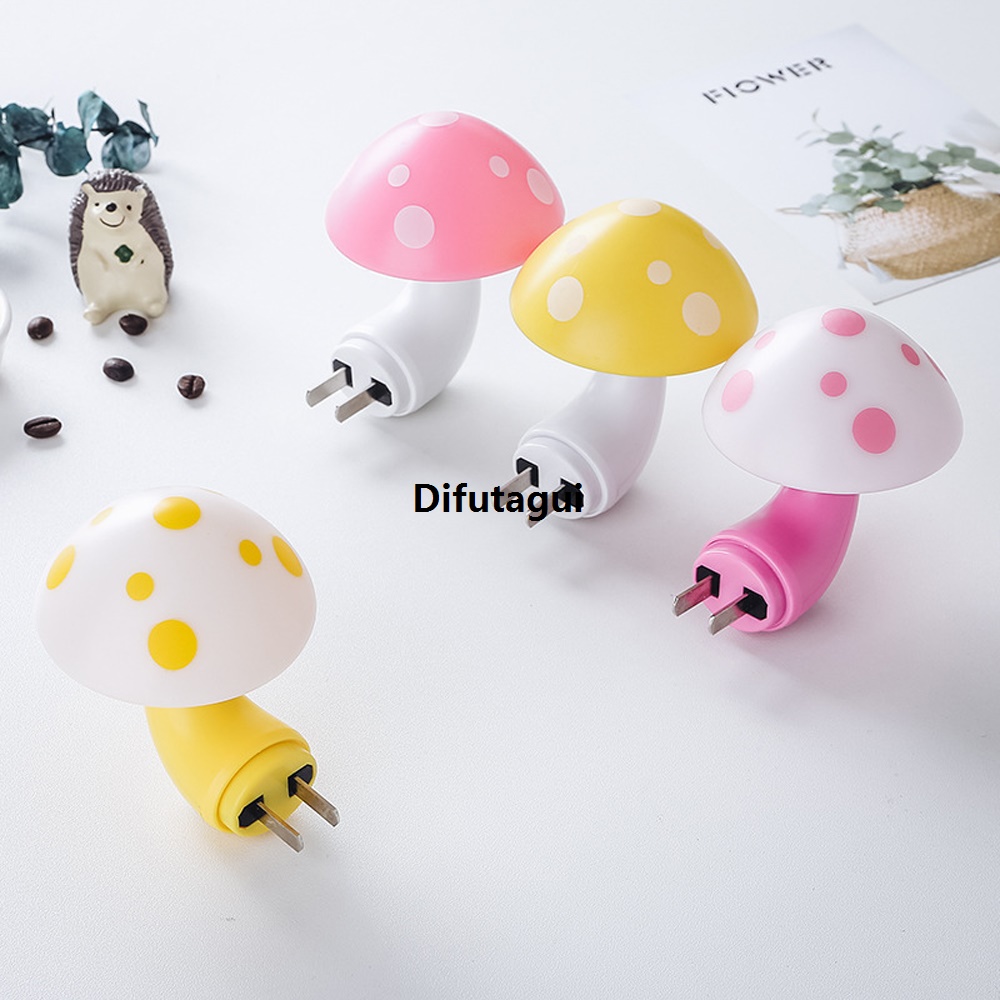 Difutagui Light LED Child Plug Light Control Automatic Night Light Baby Mushroom Mini Sensor EU Baby Room