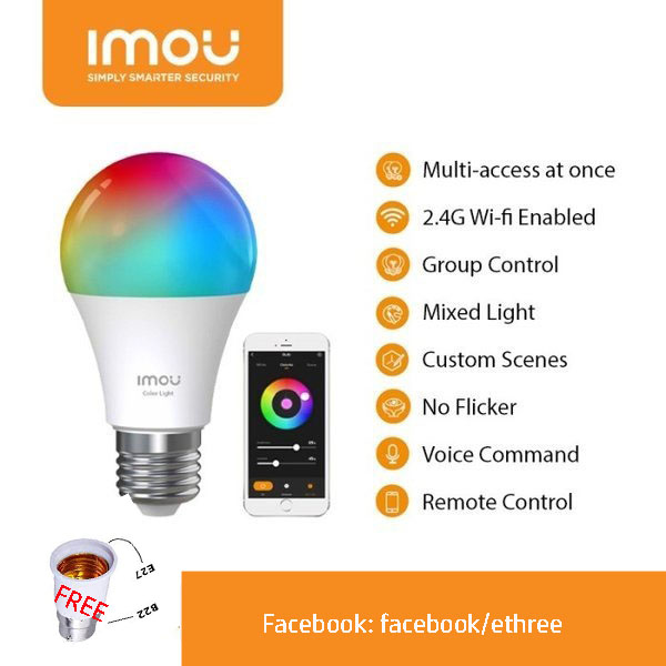 Imou Smart Led Wifi Bulb with E27 to B22 Converter