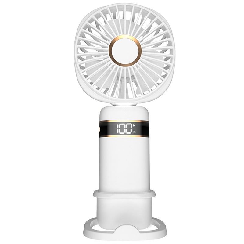 With Display on Table Stand Portable Handheld Fan Foldable Rechargeable Small Fan A