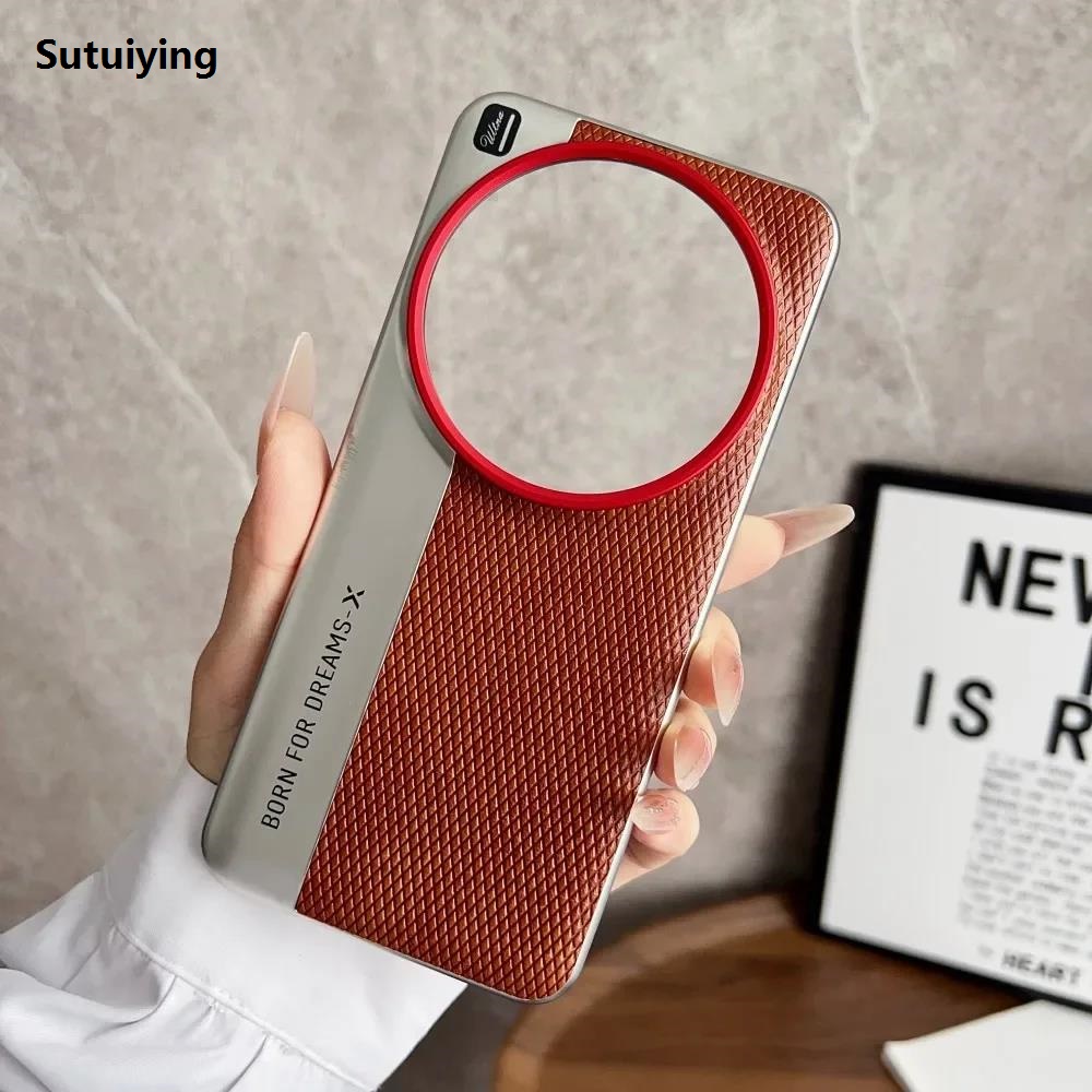 Sutuiying Contrast Color Matte Leather For Xiaomi Mi 15 Ultra 14 13 12 Case New Luxury Metal Large Lens Shockproof Protection Cover Accessoies