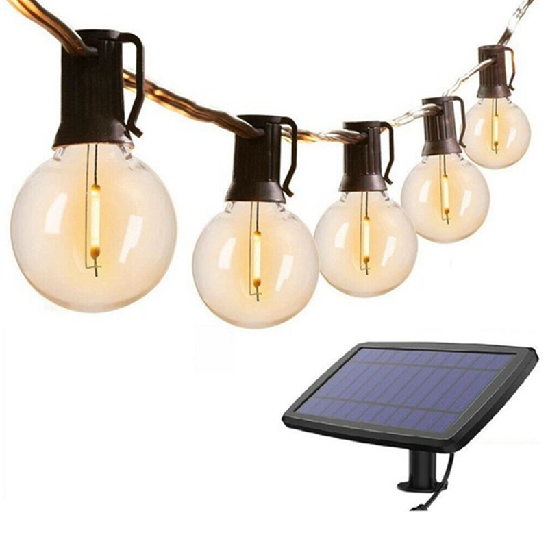 OUMERY G40 Solar Powered Led Lights 18Ft Outdoor Patio Globe String Lights Bistro Yard Decoration 1.5W 10 Bulbs