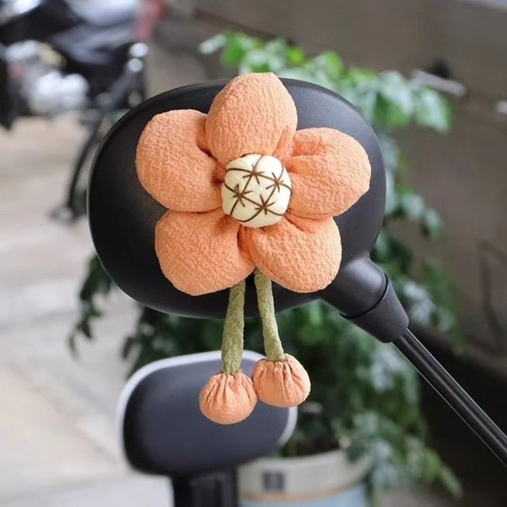 Cute Colorful Rearview Mirror Decoration Fabric Small Motorcycle Mirror Ornament Fade Proof Electric Bike glass Flower Decoration Vehicle Accessory