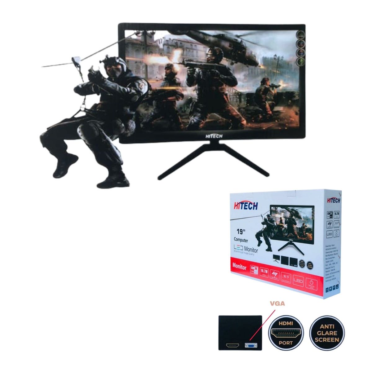 Hitech 19" Led Monitor With VGA & HDMI Supported