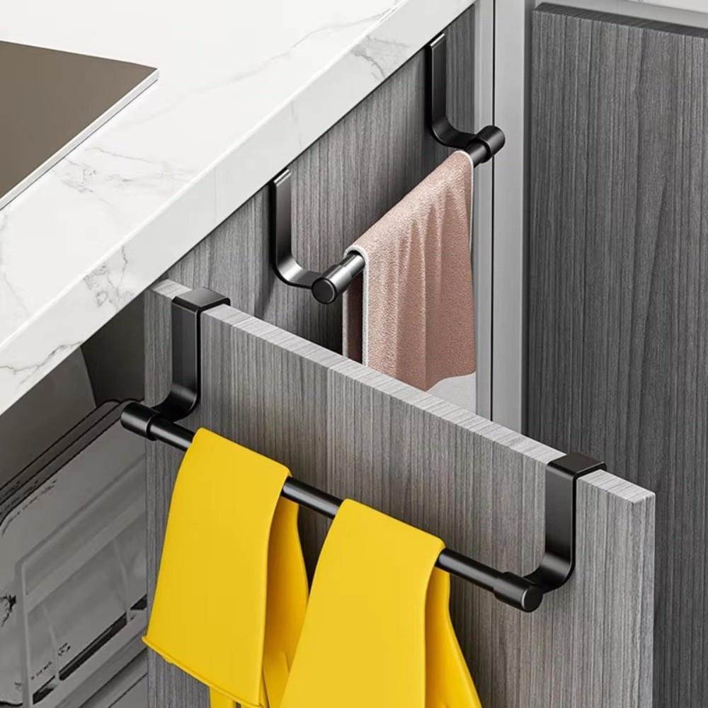 Towel Rack Over Door Stainless Steel Towel Bar Storage Organizer Bathroom Kitchen Cabinet Door Hanging Towel Rack