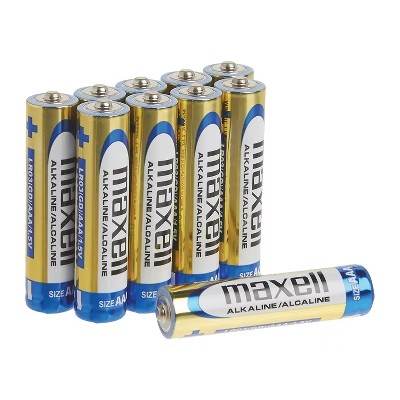 10 Pcs (5 Pairs) AAA Sized Maxell Alkaline Long Discharge Life 1.5v Battery for Wall Clock, Toy, Wireless Mouse, Remote Control, Camera, Camera Mic