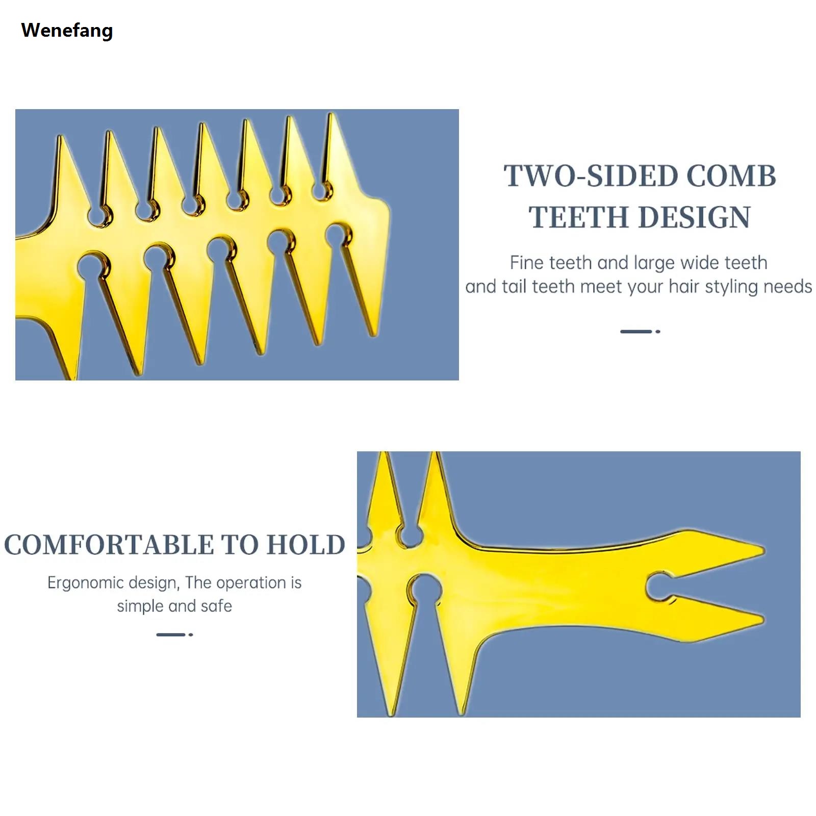 Wenefang Professional Barber Hair Styling Comb Set Gold Hairdressing Neck Luxury Brush Electroplated Oil Head Comb For Men Salon Wide Tooth Comb