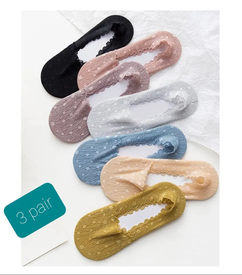 "3 Pairs Set Women's Summer Lace Socks For Women