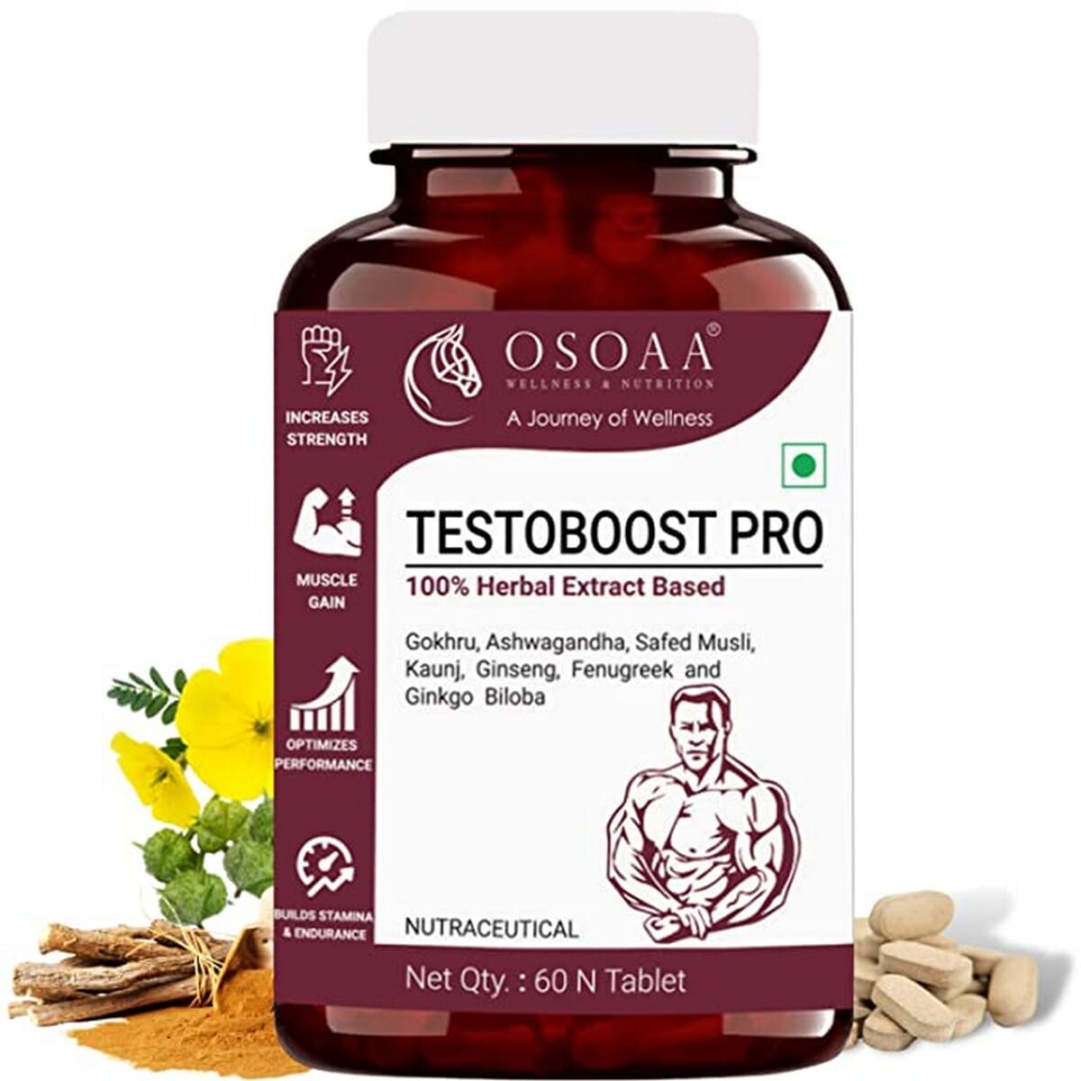 Osoaa Testoboost Pro for Men 2300mg for Muscle gain Stamina & Energy Booster (60 Tablets)