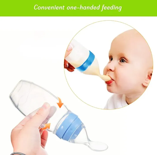 Multifunction Baby silicon Food Feeder Bottle with Soft Spoon