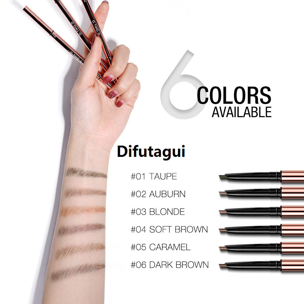 Difutagui Profesional O.TWO.O 6 Colors Ultra Fine Triangle Eyebrow Pencil Long Original Lasting Waterproof Blode Brown Precise Brow Definer Eye Brow Makeup