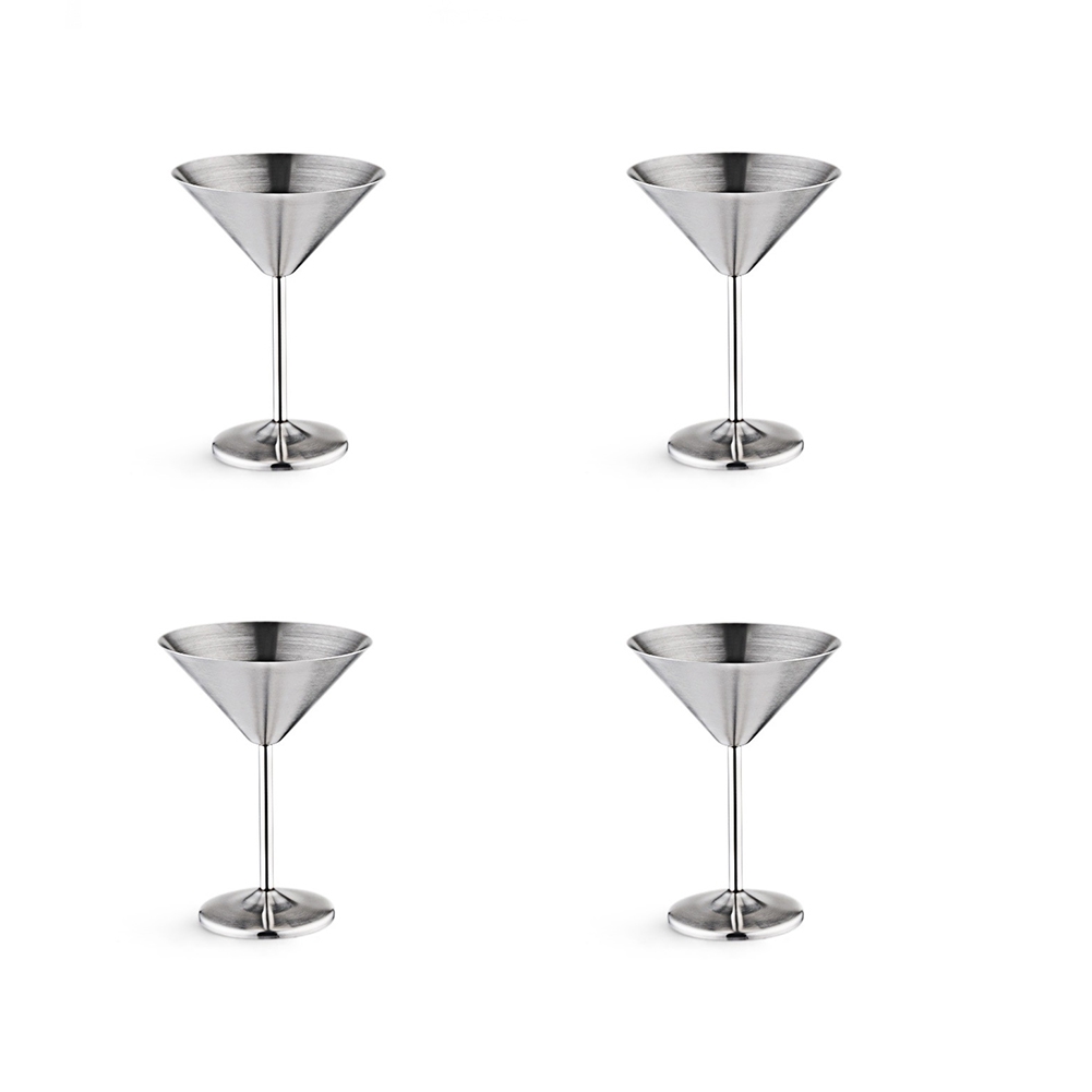 Stainless Steel Martini Glasses Set of 4, 8 Oz Metal Cocktail Glasses, Unbreakable, , Mirror Polished
