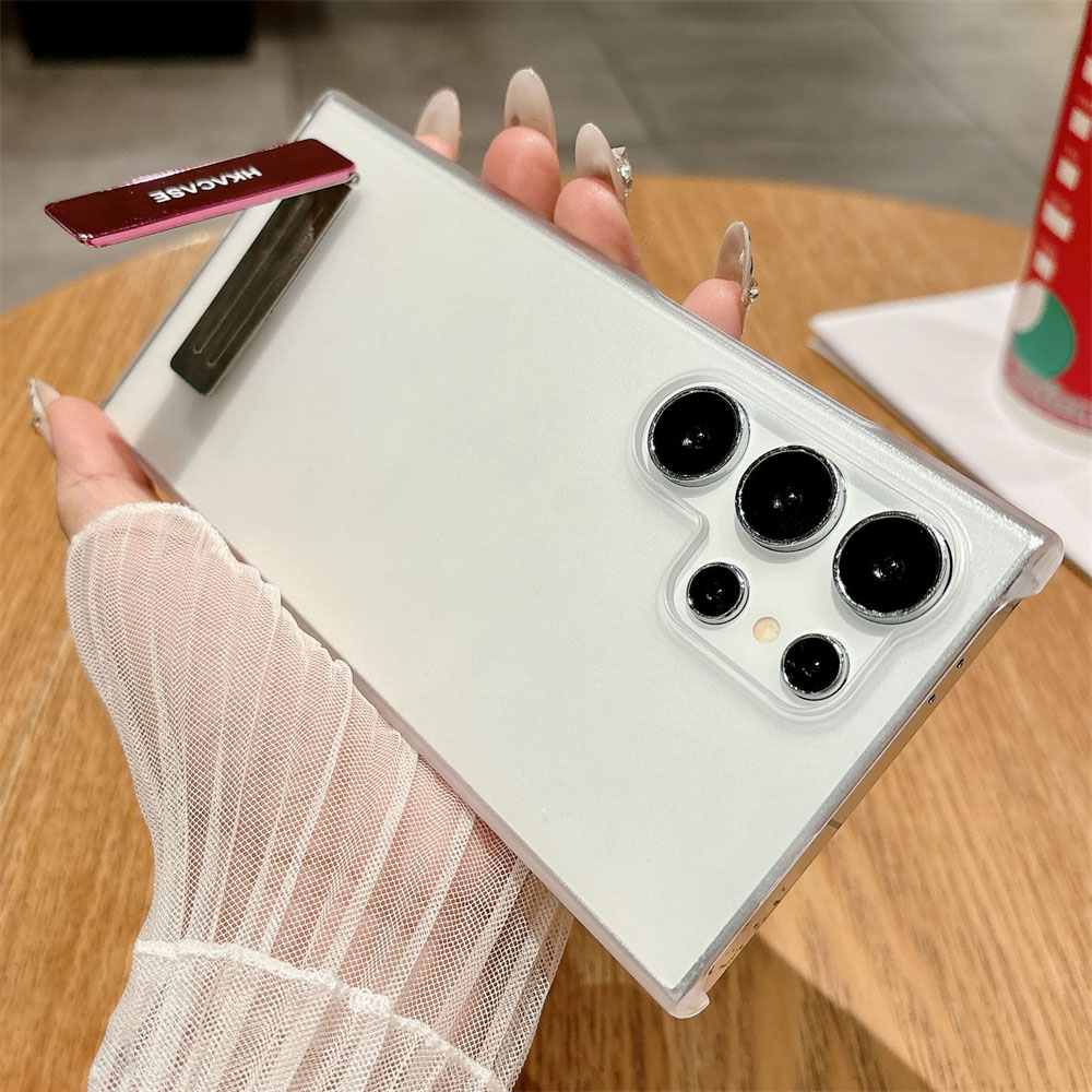 HODON Luxury Matte Translucent With Holder Stand Phone Case For Samsung Galaxy S26 S25 Ultra S24 S23 S22 Plus Note 20 Ultra Note 10 Plus A14 A15 A16 A54 A55 A56 Cases Ultra Thin Frameless PC Hard Back Cover
