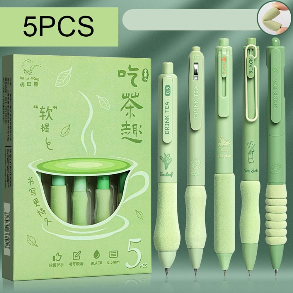 Creative Plastic Gel Pen Gift Office School Supplies Black Refill Pen 0.5mm Ballpoint Pen for 5Pcs/Set Stationery