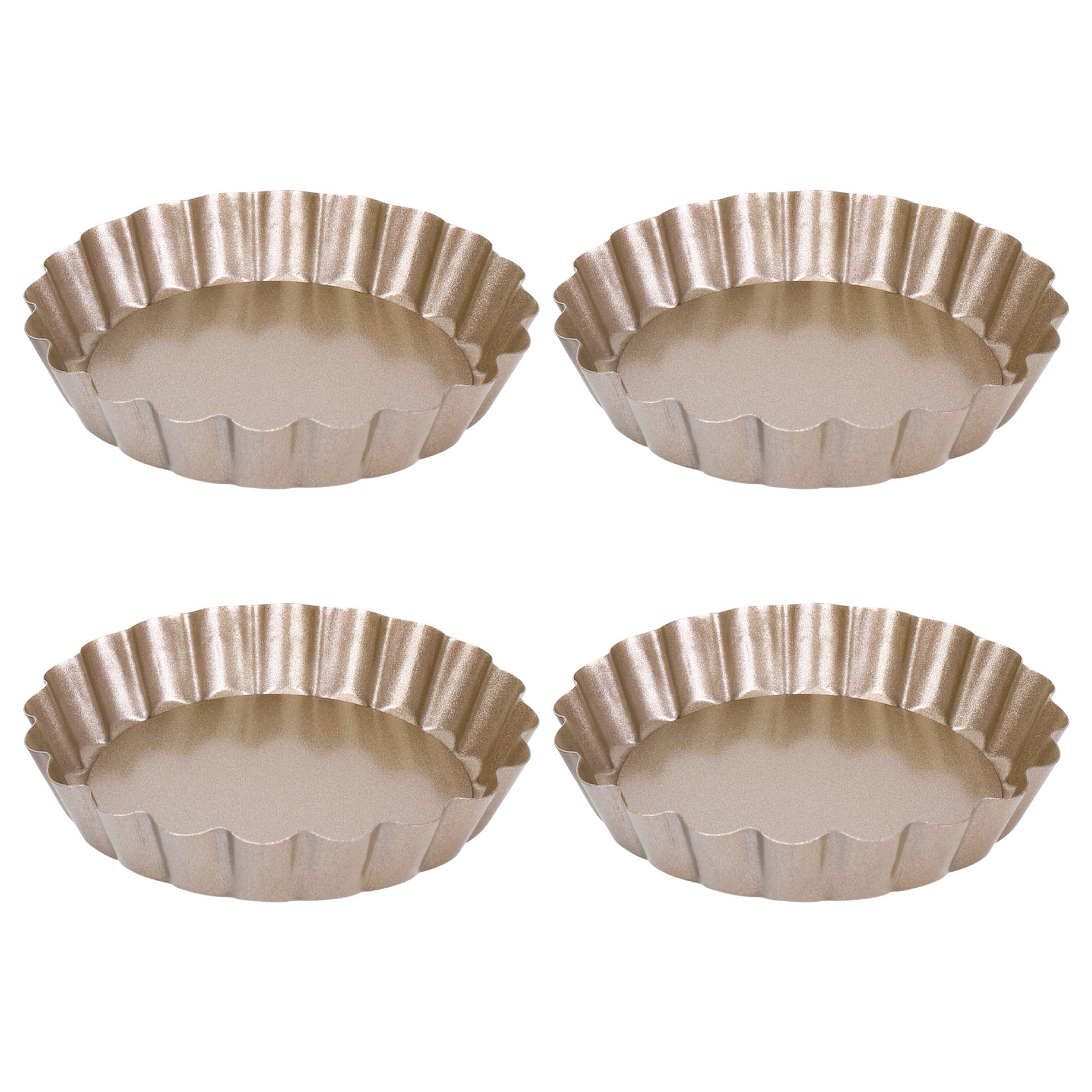 NAMUNY Tart Pan, 4 Inch Mini Quiche Pan Removable Bottom Non-Stick Tin, for Oven Baking Carbon Pie Pan.(4 Packs)