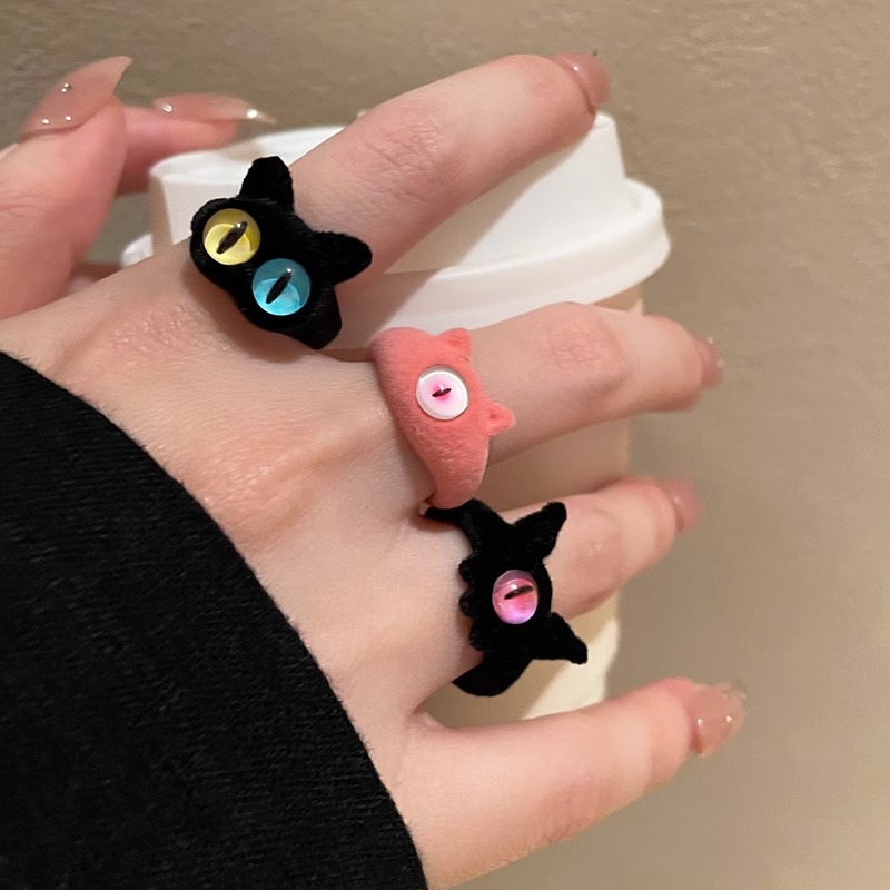 【Prices are low- Now don't and Winter Flocking Cute Big Eyed Boy Ring Female Design Finger Ring Ins Style Funny Children's Fun Ring