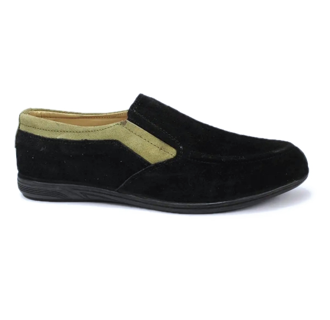 Black/Green Suede Loafer Shoes For Men /SALE/SALE/ (Hy7-265)
