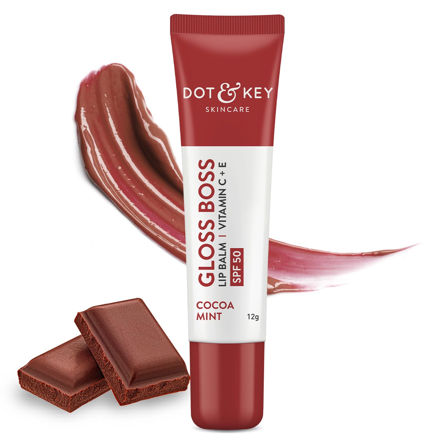 Dot & Key Cocoa Lip Balm with Shea Butter (12gm) for Naturally Glowing and Hydrated Lips | With SPF 50