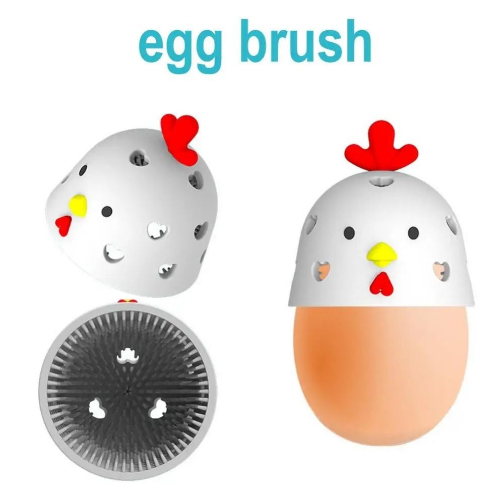 Easy To Clean Silicone Egg Washer Tool Cute Chicken Shape Egg Cleaner Brush Colorful Reusable Egg Wash Cleaning Brush Kitchen