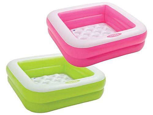 Intex Square Inflatable Kids Pool, 34 x 34 x 10 inches, Pink and White, 15 Gallon 2 ring