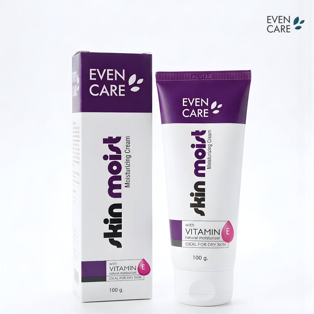 Even Care | Skin Moist Moisturizing Cream with Vitamin E for Dry Skin | Face & Body Lotion with Aloe Vera, Glycerin & Niacinamide | Non-Greasy Hydration | 100g