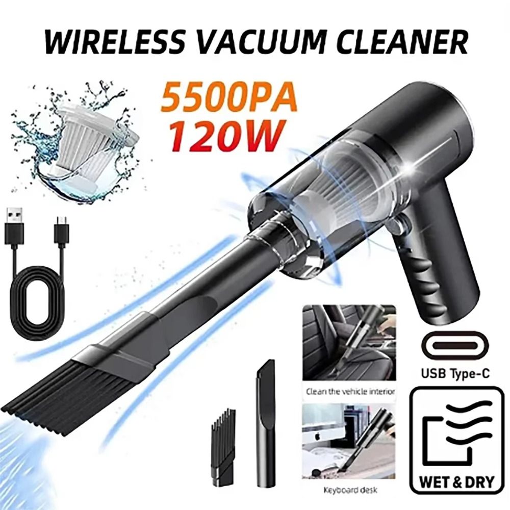 Durable Portable Wireless Car Vacuum Cleaner Dual Use 120W High Power Handheld Auto Vacuum Strong Suction Dust Remover Car Cleaning Tool