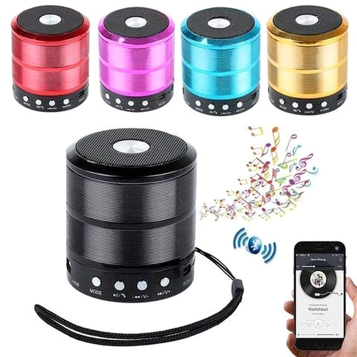 Portable Mini Bluetooth Speaker WS887 With FM Radio | Memory Card Slot | USB Pen Drive Slot | AUX Input Mode