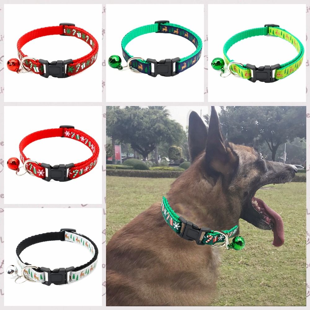 Puppy Christmas Necklet with Bell Christmas Cat Collar Snowflake/Elk Deer Pattern Polypropylene Christmas Pet Collar White/Green/Red Adjustable Elk Dog Necklace Christmas
