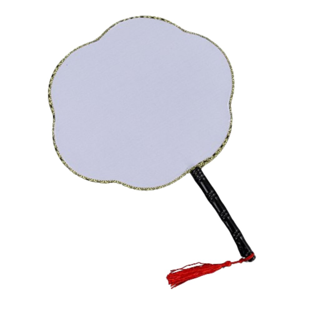 Cooling Plantain Fan Handmade Bamboo Handle Fan Wooden Long Handle Chinese Style Blank Fan Portable Vintage Printing Silk Fan Summer