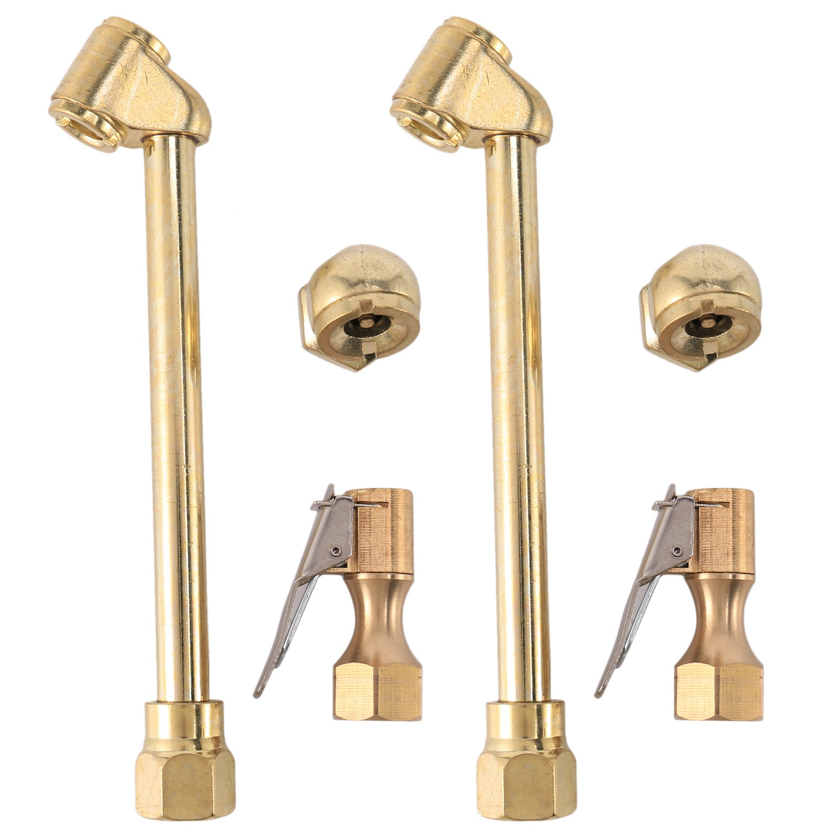 fasdaga 6 Pack Heavy Duty Brass Air Chuck Set, 1/4 Inch Brass Air Chuck for Tire Inflator Gauge Compressor Accessories