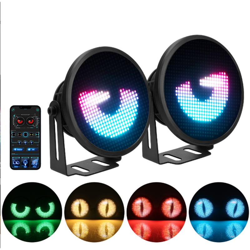 LED Screen APP Control 2pcs 3inch Car Angel Eyes Ring Fog Lamp DIY Multimedia Player Headlight Dynamic Eye Lights