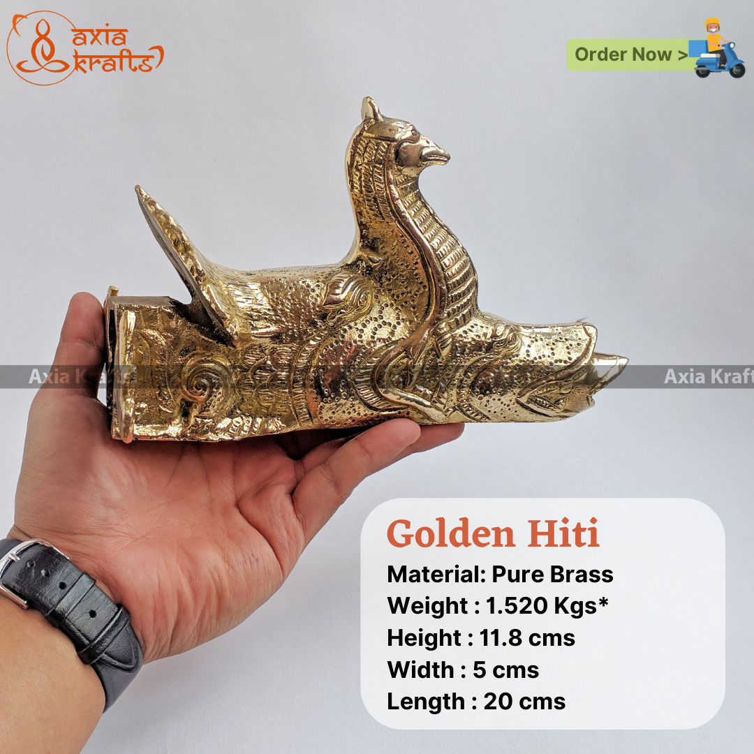Axia Krafts Brass Dhunge Dhara - 1.520Kgs Golden dhara Golden Brass Hiti