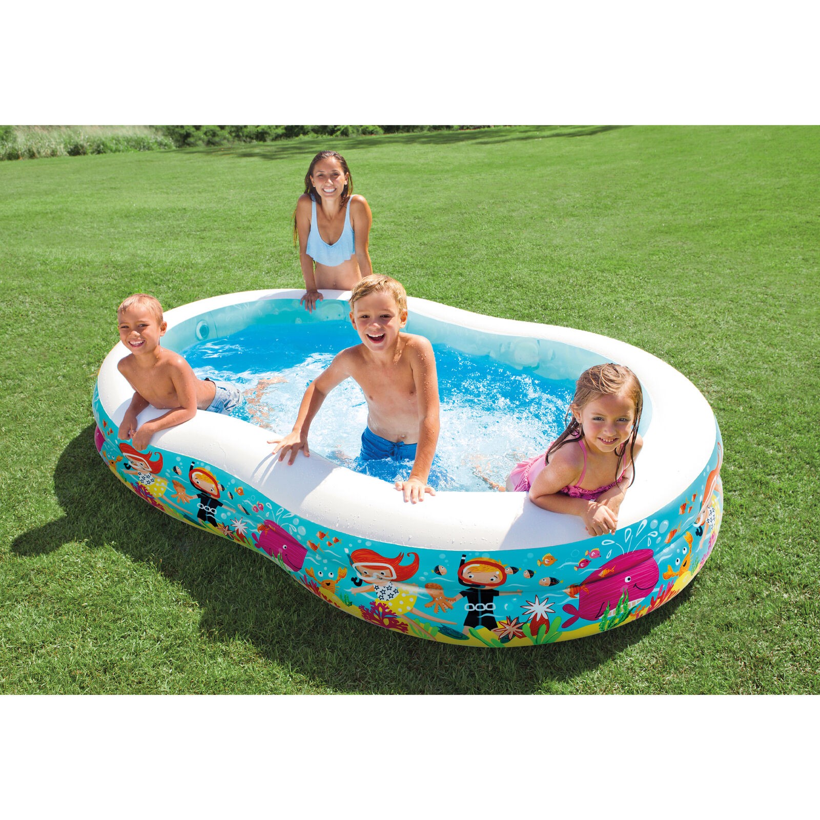 56490EP 103in x 63in x 18in Inflatable Pool - Swimming Pool Tub For Babies | Portable Pool For Babies |