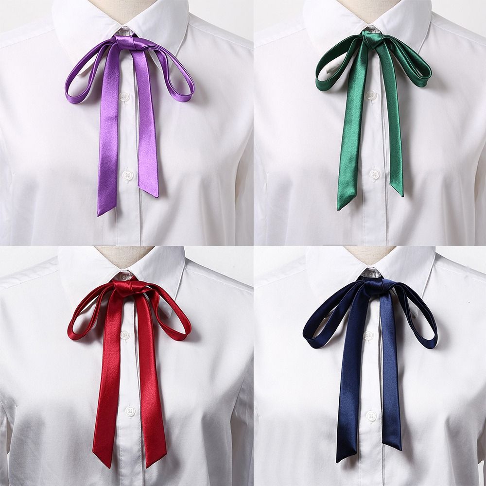 New Thin Satin Bow Tie Elegant JK Fancy Necktie Students Vintage Ribbon