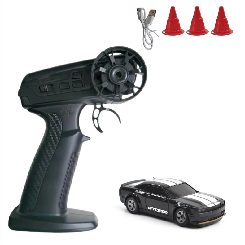 Mini Rc Drift Car Nitro | 2.4Ghz, 1:64 Scale | RC Cars, Remote Control Car Toy, RC Drifting Cars, MIni Drift Car, 2 Speed Modes, Multi LED Lights, Birthday Gift (Tarmac Black)